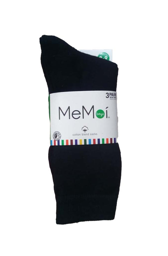 MEMOI boys cotton blend socks 3 pairs ribbed
